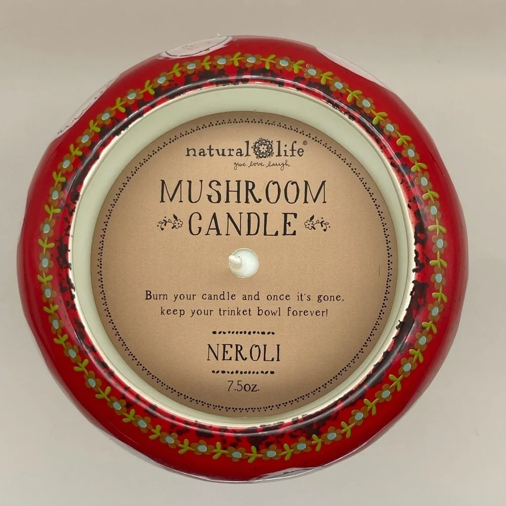 Mushroom Trinket Bowl Candle, Red/White, Scent: Neroli, NWT